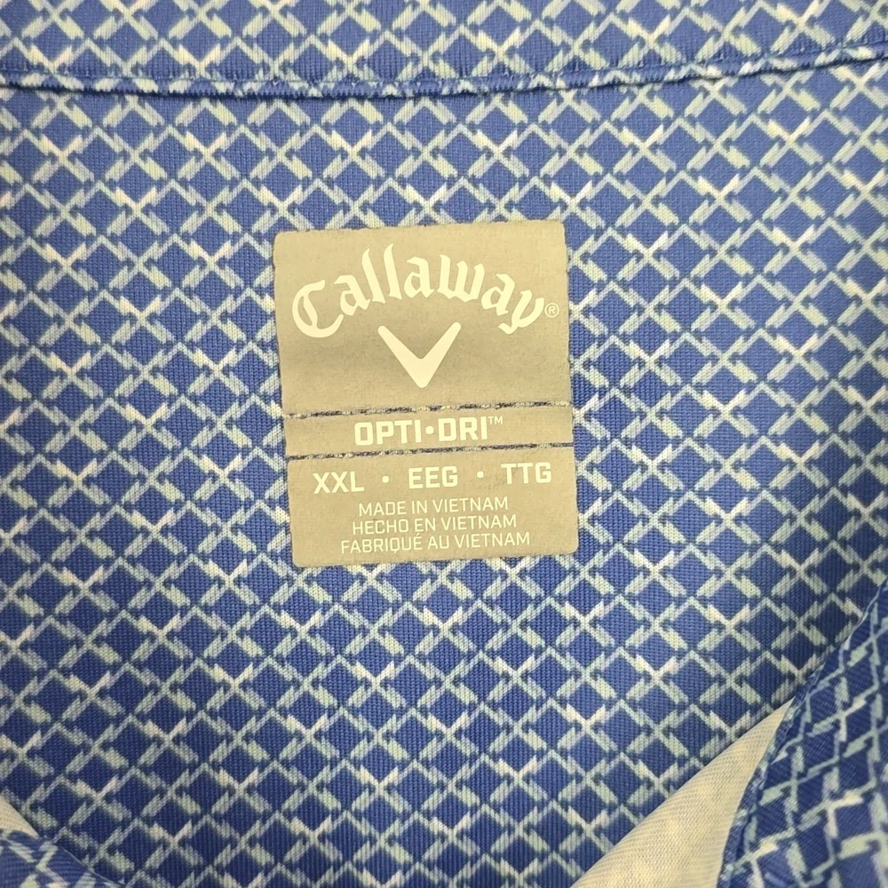 Callaway Opti-Dri Men's XXL Blue Polo Shirt Geometric - Picture 2 of 8